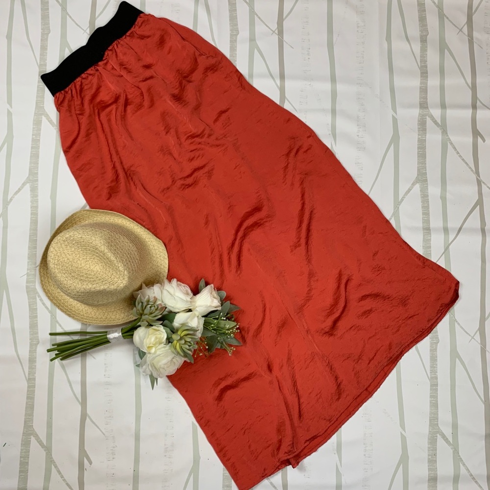 Silky Orange Maxi Skirt